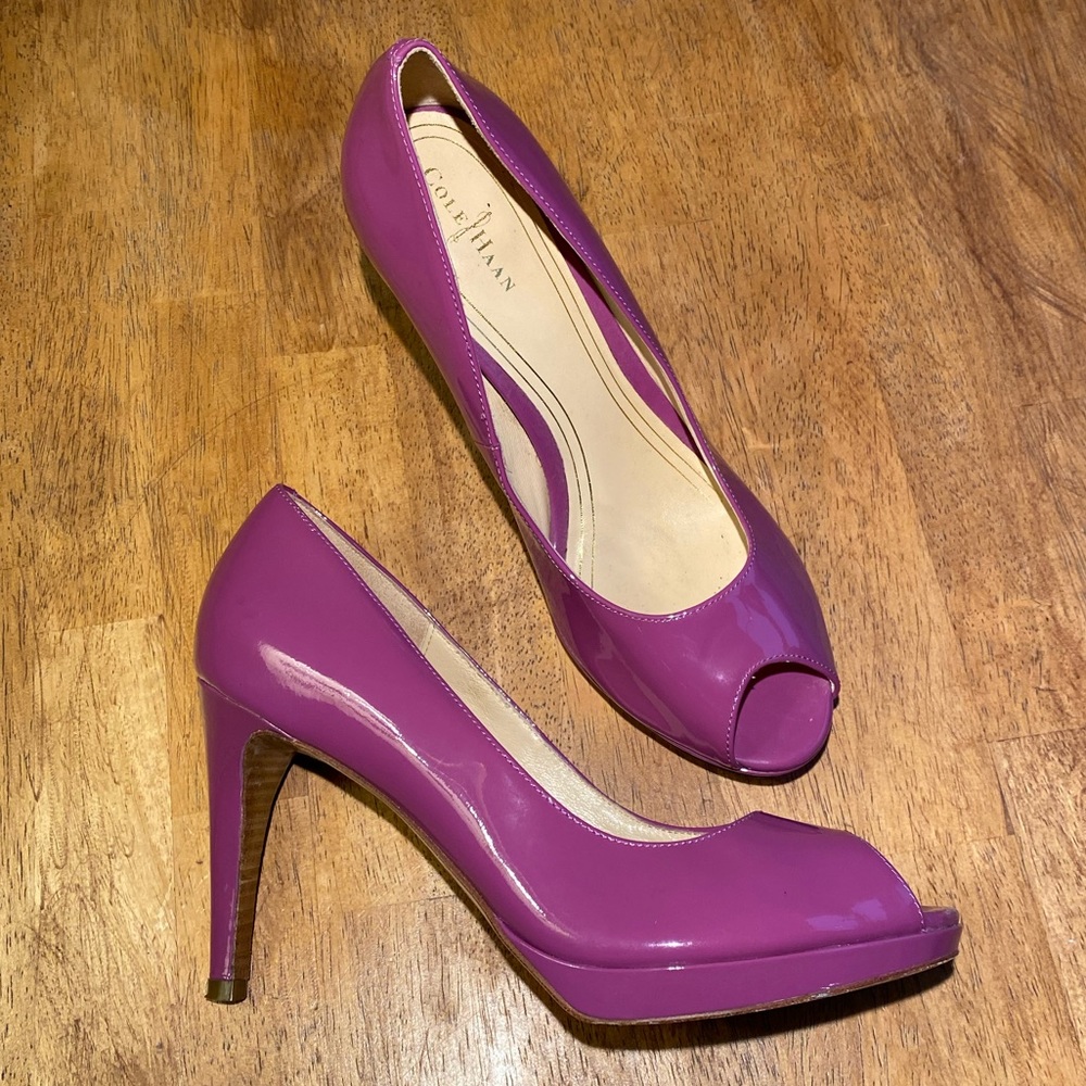 Cole Haan Purple Peep Toe Heels